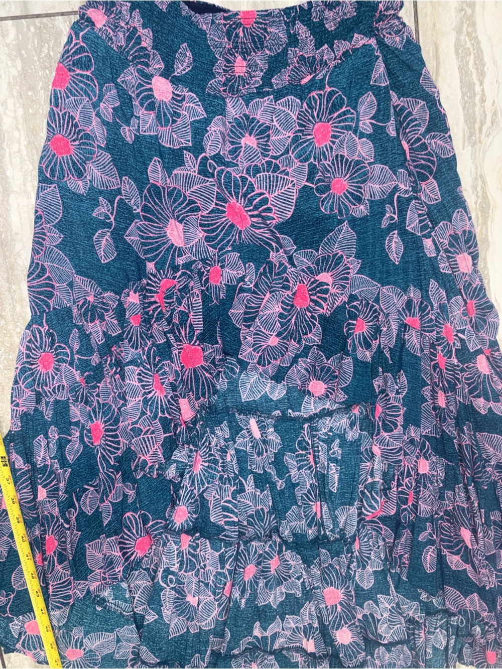 Free People MEDIUM Morning Sun Top & Floral Blue High-Low Ruffle Maxi Skirt NWOT - Picture 7 of 8